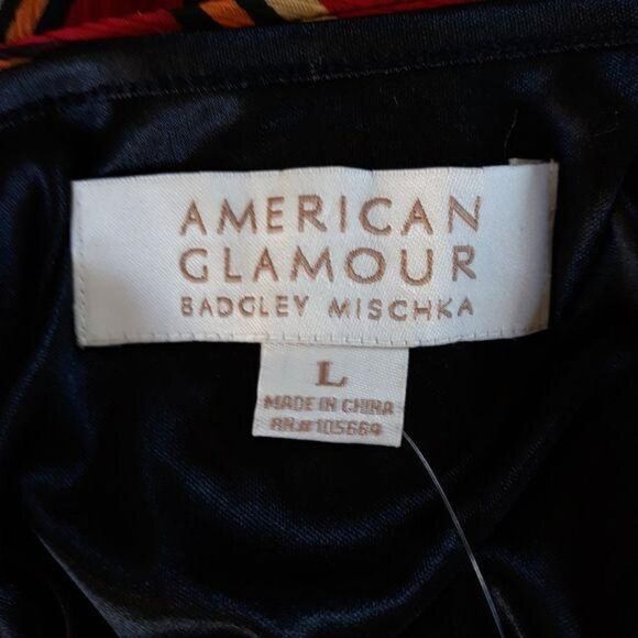 Badgley Mischka Mod Ikat Sheer Kimono Sleeve Beaded V-neck Cinched Top Red Sz L - Picture 13 of 16